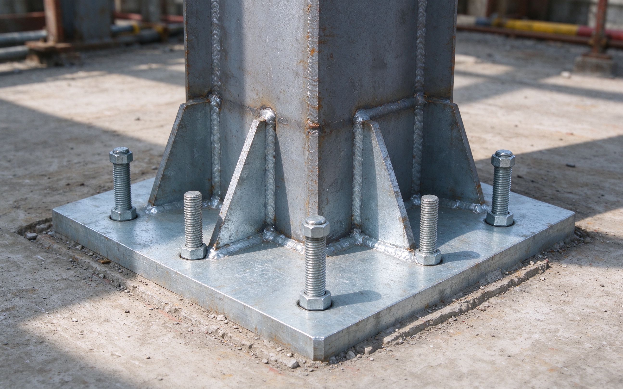 Steel column base plate detail