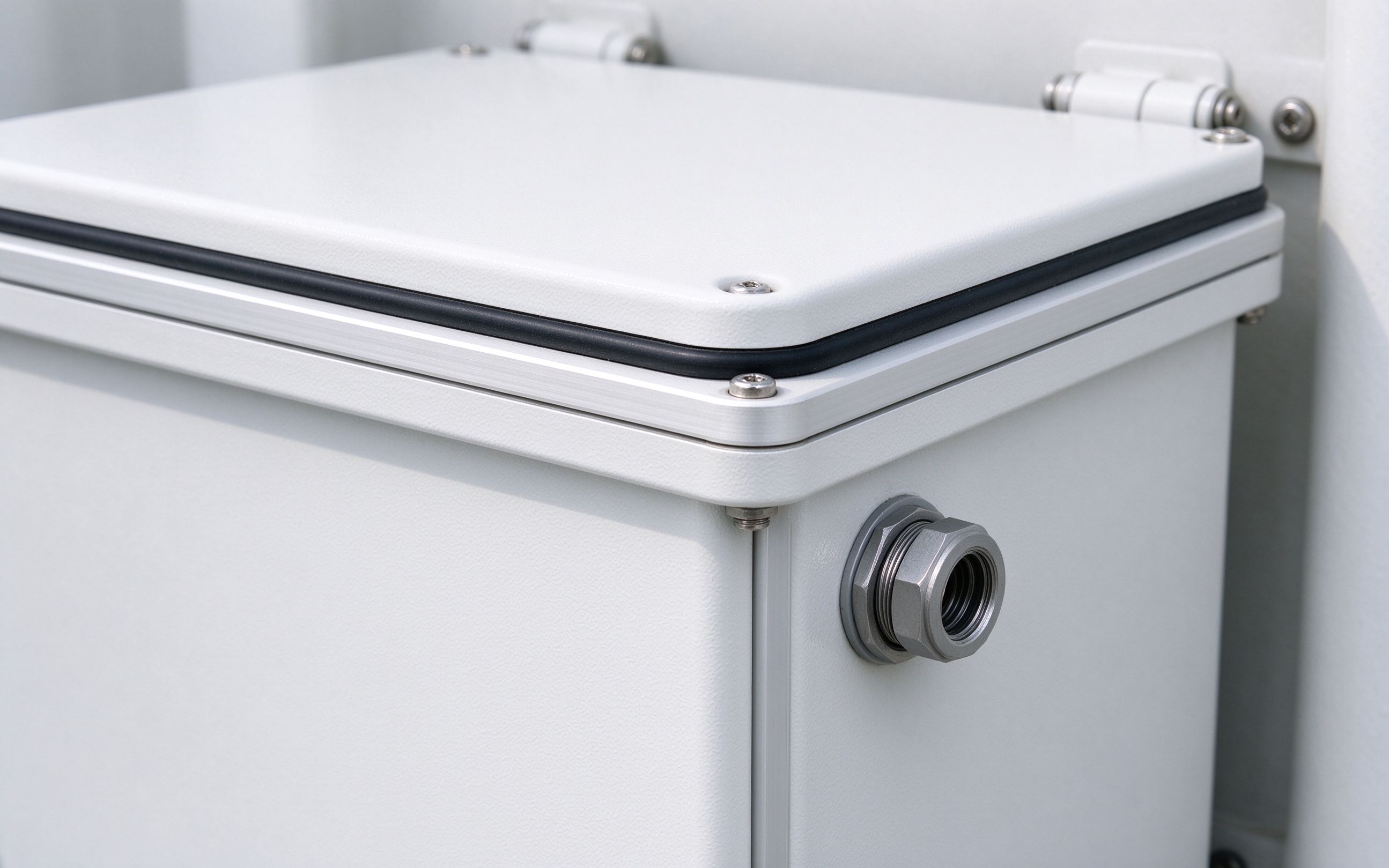 Aluminium enclosure lid and gland detail